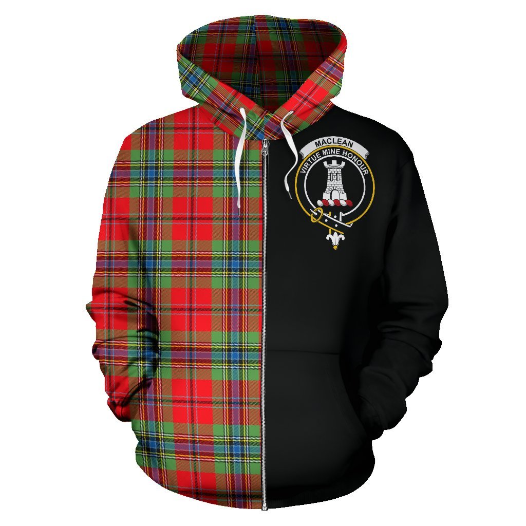 MacLean of Duart Modern Tartan Crest Zipper Hoodie - Half Of Me Style