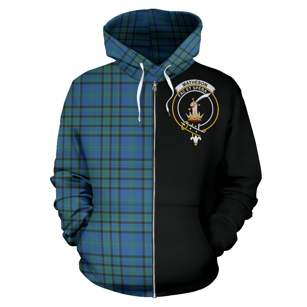 Matheson Hunting Ancient Tartan Crest Zipper Hoodie - Half Of Me Style