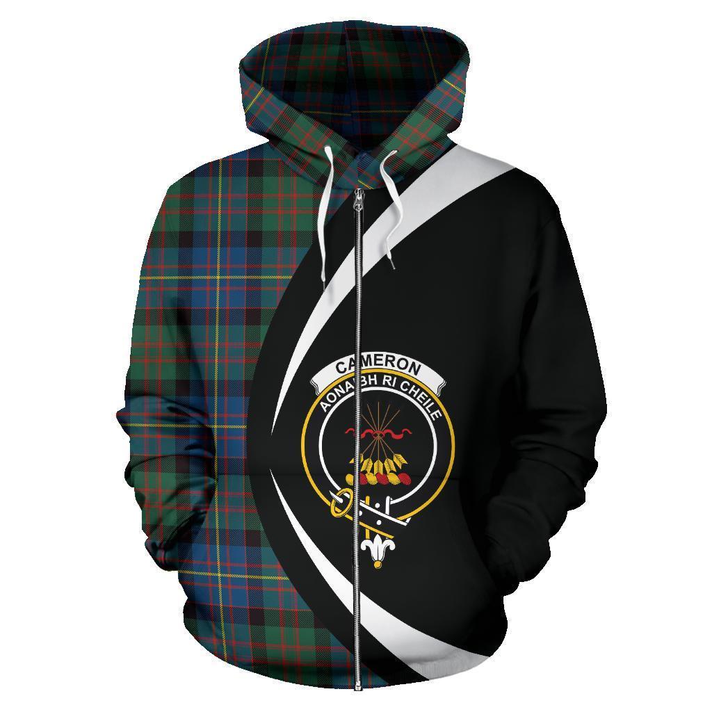 Cameron of Erracht Ancient Tartan Crest Zipper Hoodie - Circle Style