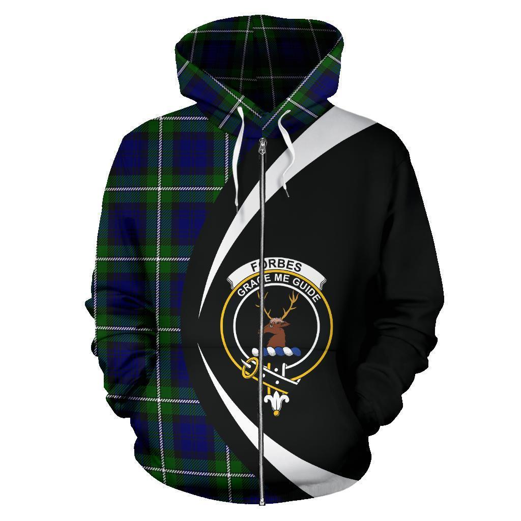 Forbes Modern Tartan Crest Zipper Hoodie - Circle Style