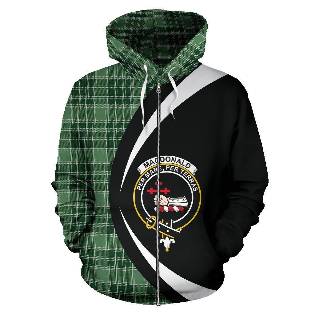 MacDonald Lord of the Isles Hunting Tartan Crest Zipper Hoodie - Circle Style