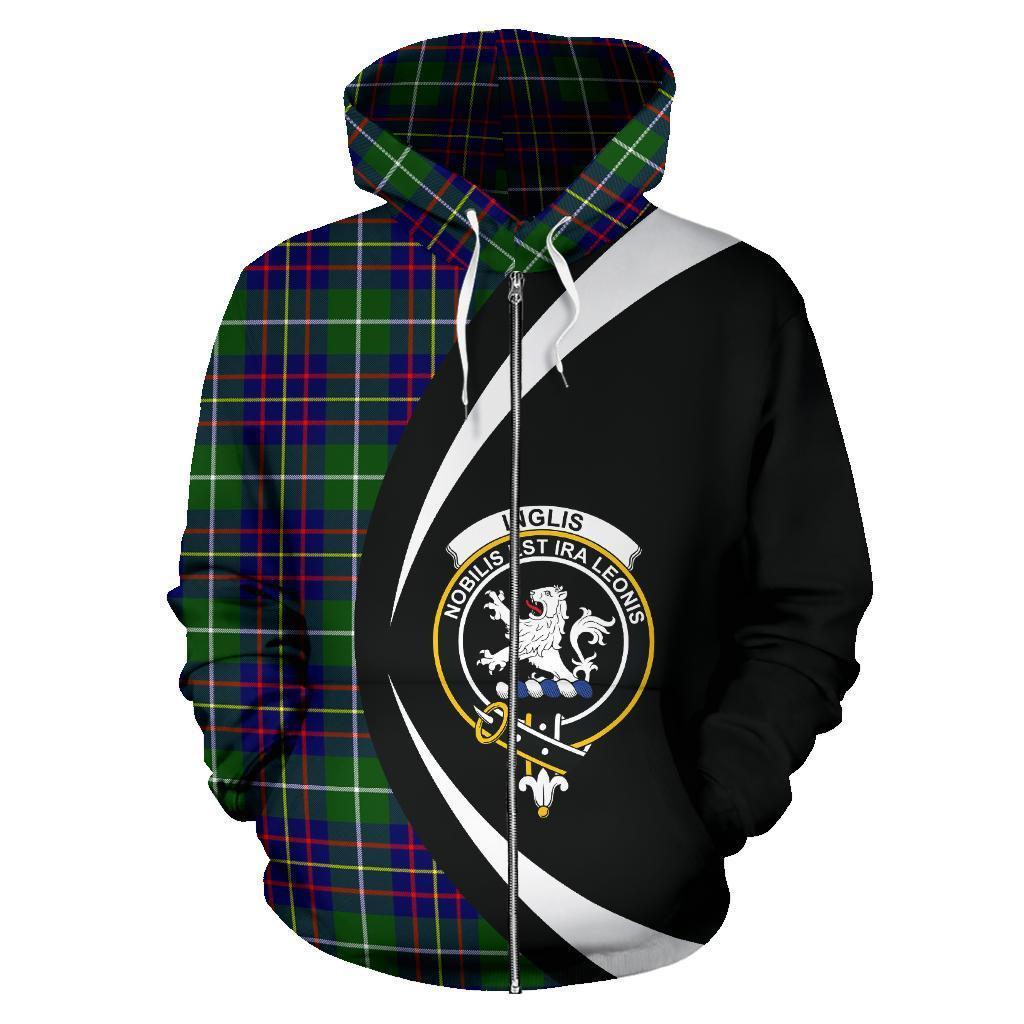 Inglis Modern Tartan Crest Zipper Hoodie - Circle Style