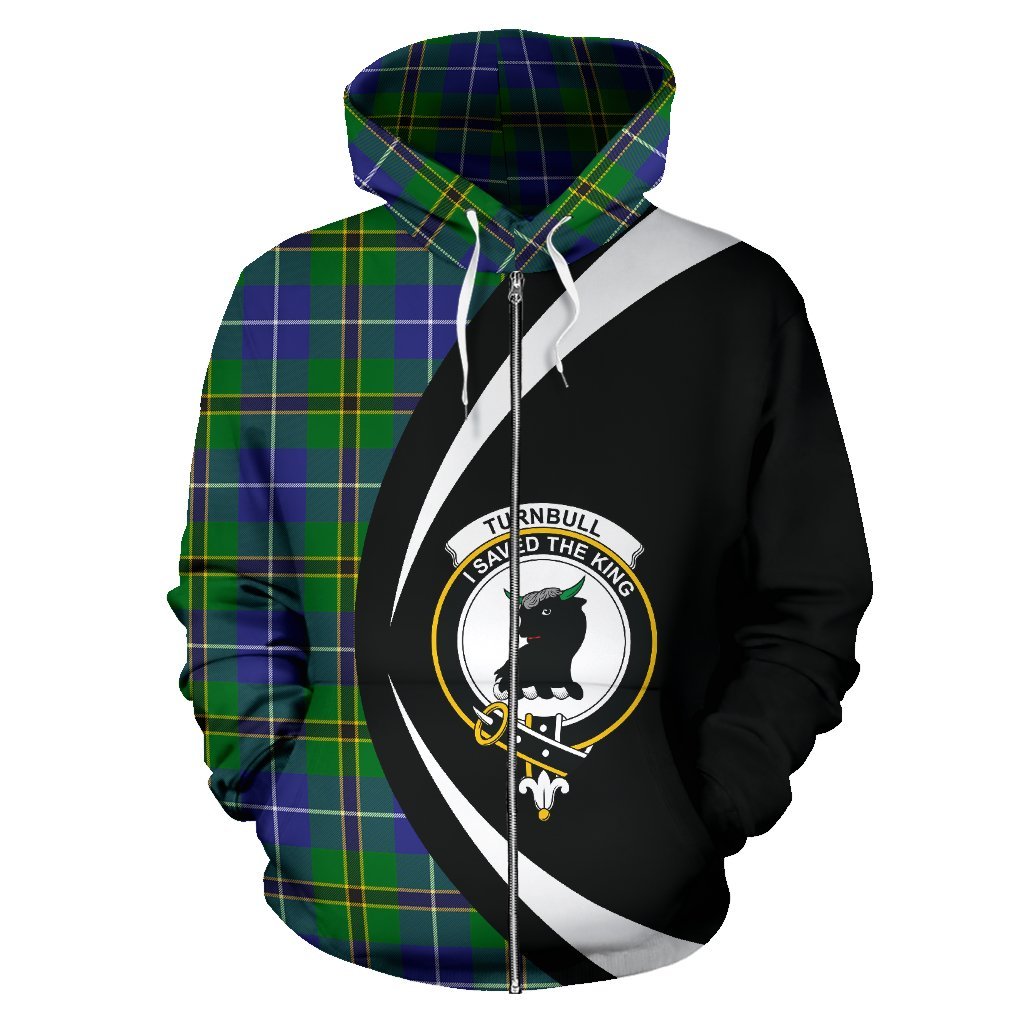 Turnbull Hunting Tartan Crest Zipper Hoodie - Circle Style