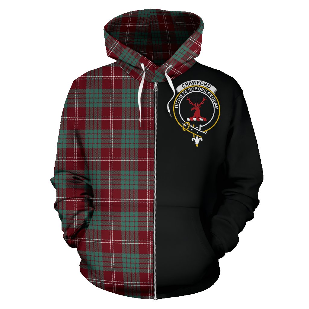 Crawford Modern Tartan Crest Zipper Hoodie - Half Of Me Style