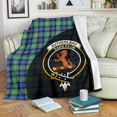 Sutherland Old Ancient Tartan Crest Blanket Wave Style