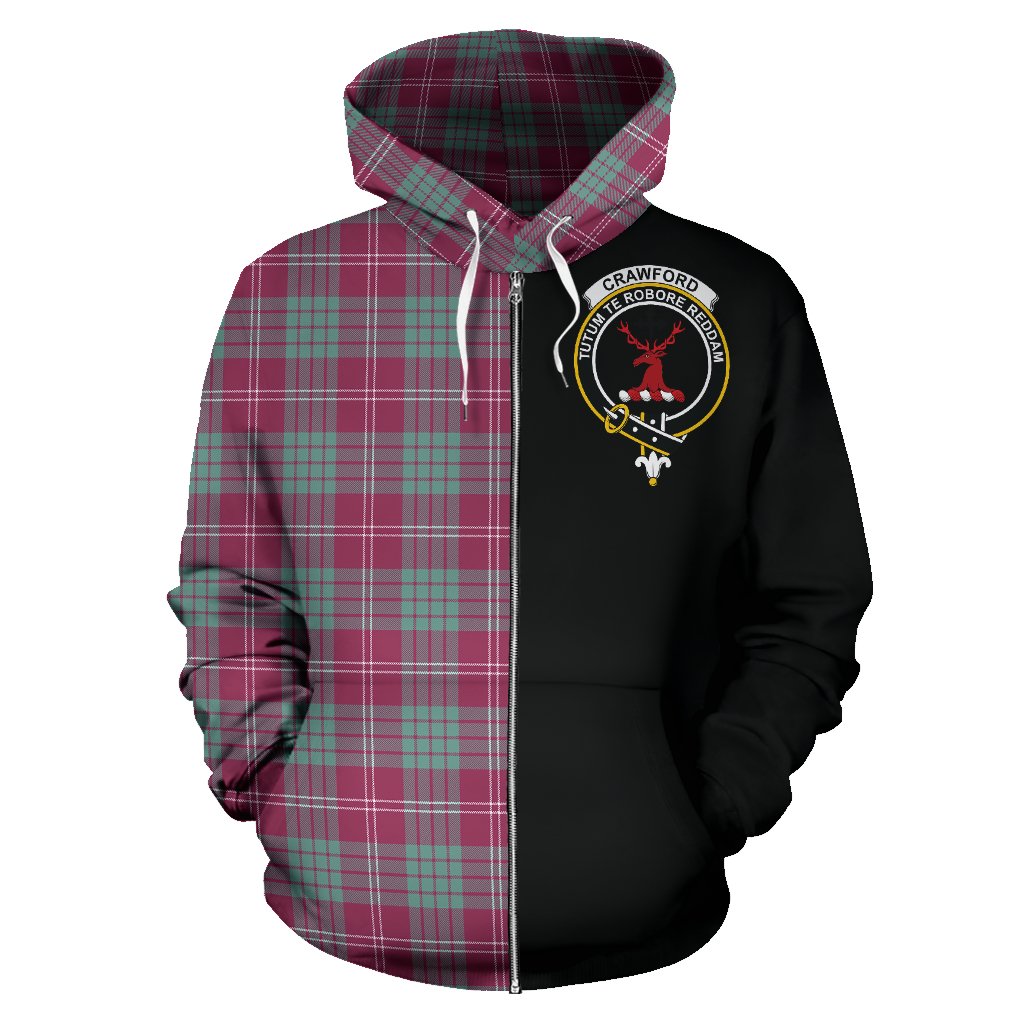 Crawford Ancient Tartan Crest Zipper Hoodie - Half Of Me Style