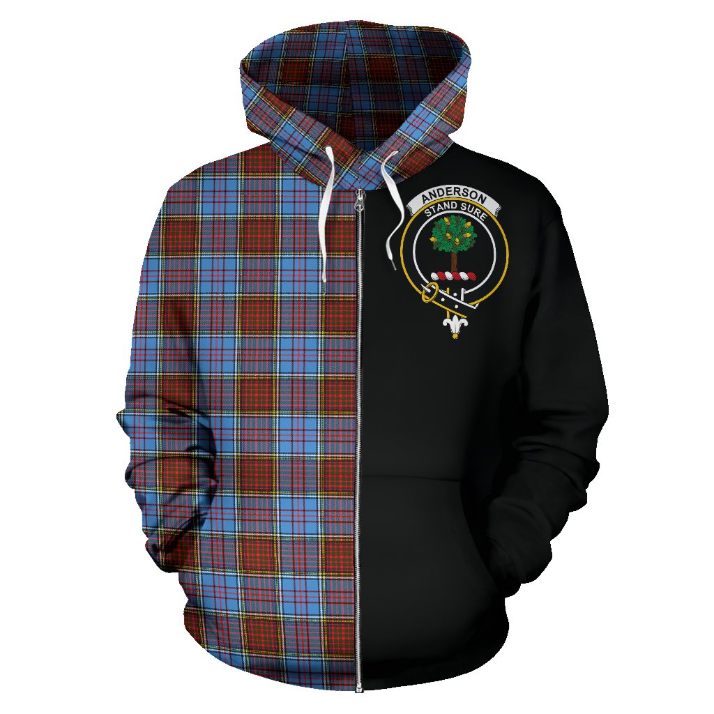 Anderson Modern Tartan Crest Zipper Hoodie - Half Of Me Style