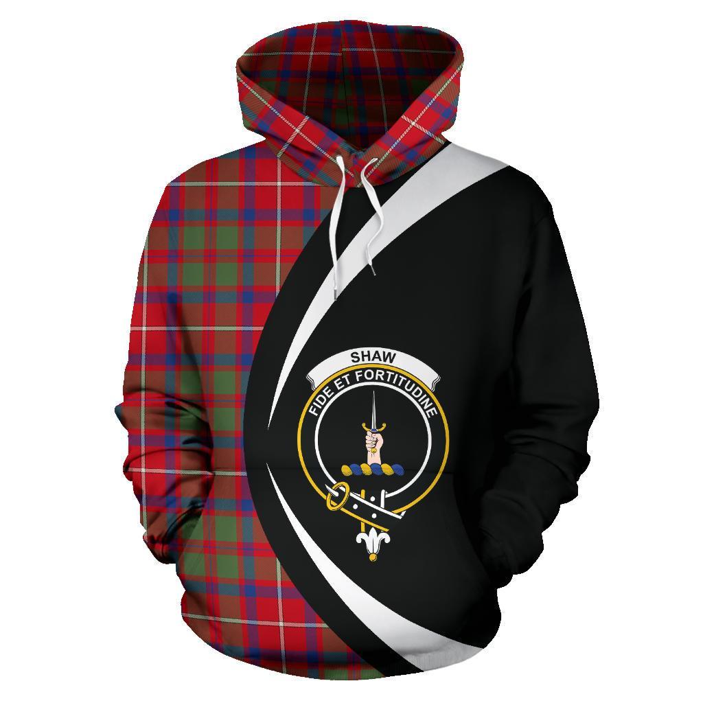 Shaw Red Modern Tartan Crest Hoodie - Circle Style
