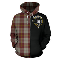 Cunningham Burgundy Dancers Tartan Crest Zipper Hoodie - Half Of Me Style