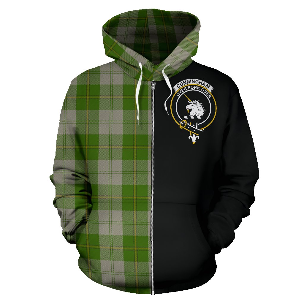 Cunningham Dress Green Dancers Tartan Crest Zipper Hoodie - Half Of Me Style