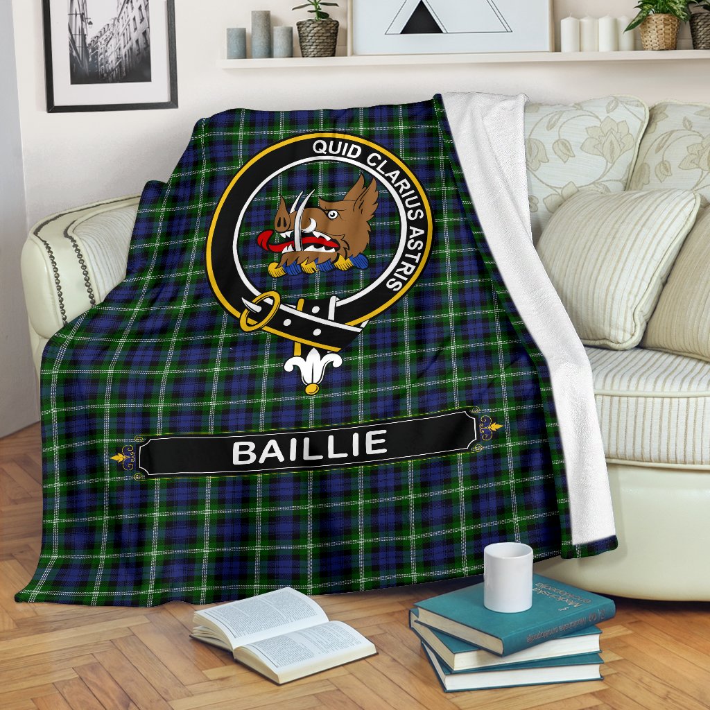 Baillie Family Tartan Crest Blanket - 3 Sizes