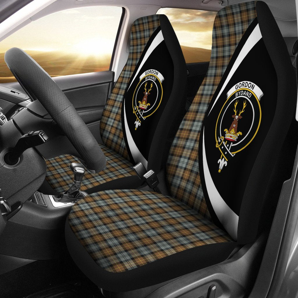 Gordon Weathered Tartan Crest Car Seat Cover