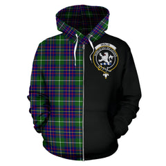 Inglis Modern Tartan Crest Zipper Hoodie - Half Of Me Style