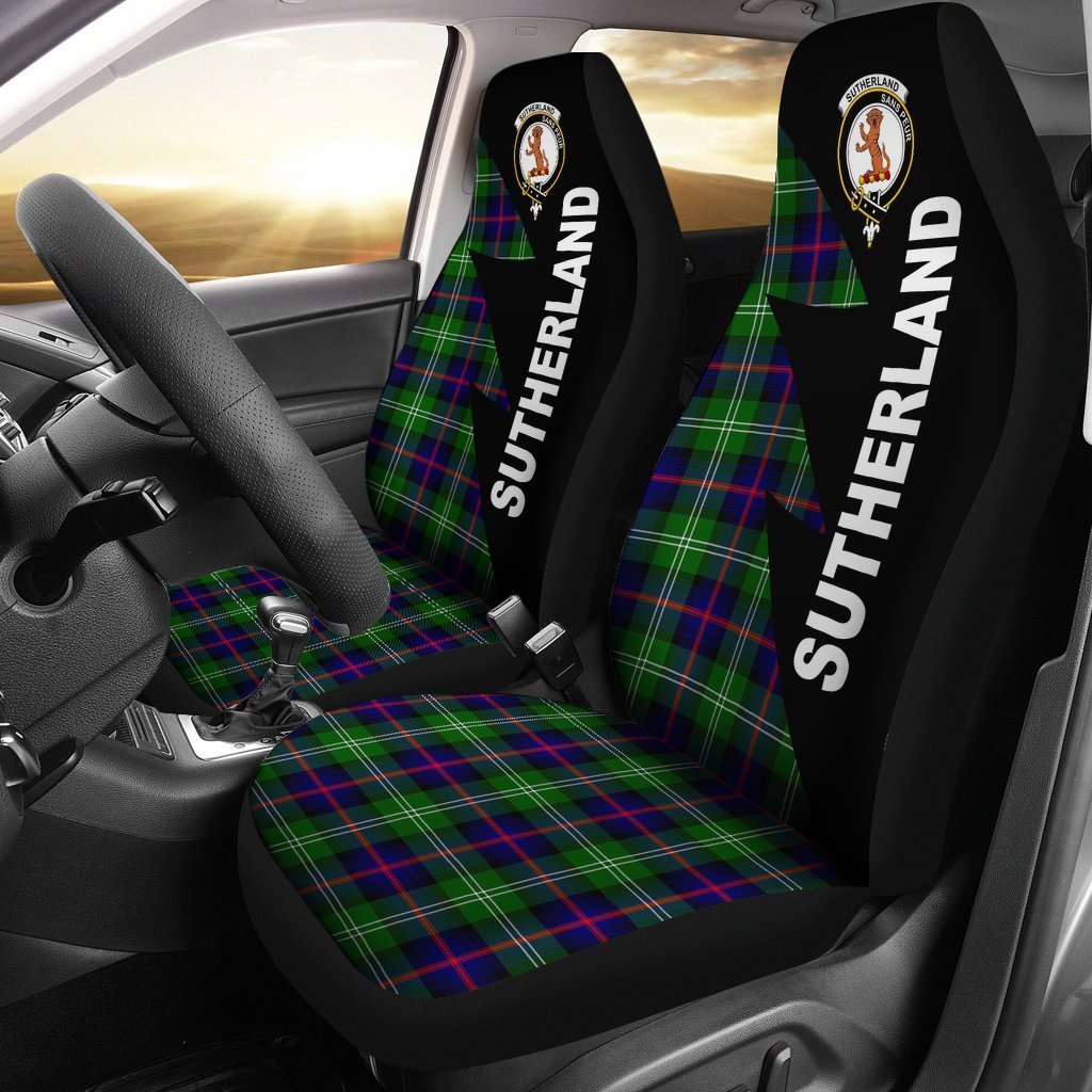 Sutherland Tartan Crest Car Seat Cover - Flash Style