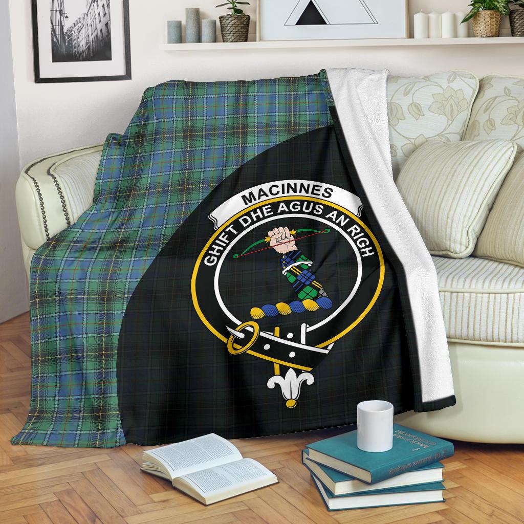 MacInnes Ancient Tartan Crest Blanket Wave Style