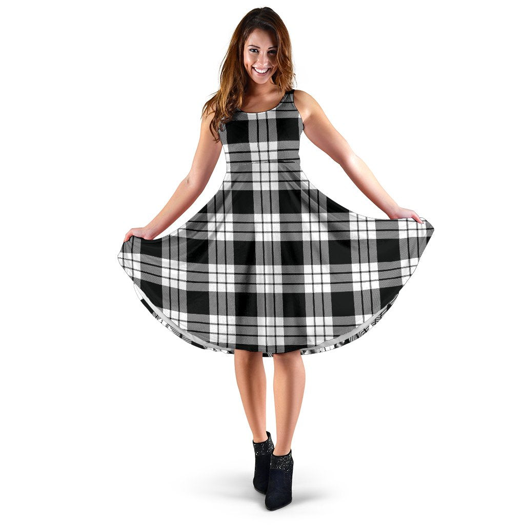 MacFarlane Black And White Tartan Midi Dress