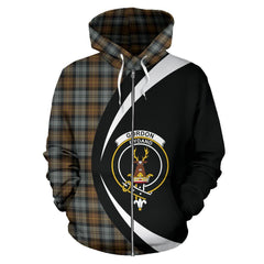 Gordon Weathered Tartan Crest Zipper Hoodie - Circle Style