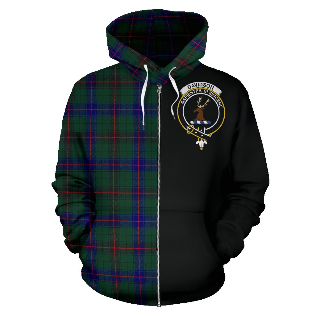 Davidson Modern Tartan Crest Zipper Hoodie - Half Of Me Style