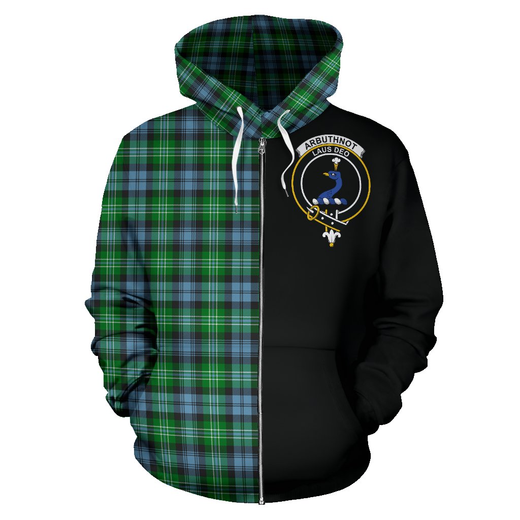 Arbuthnot Ancient Tartan Crest Zipper Hoodie - Half Of Me Style