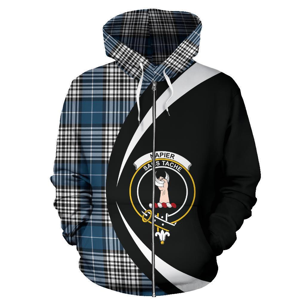 Napier Modern Tartan Crest Zipper Hoodie - Circle Style