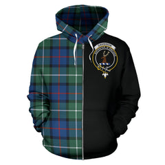 Davidson of Tulloch Tartan Crest Zipper Hoodie - Half Of Me Style