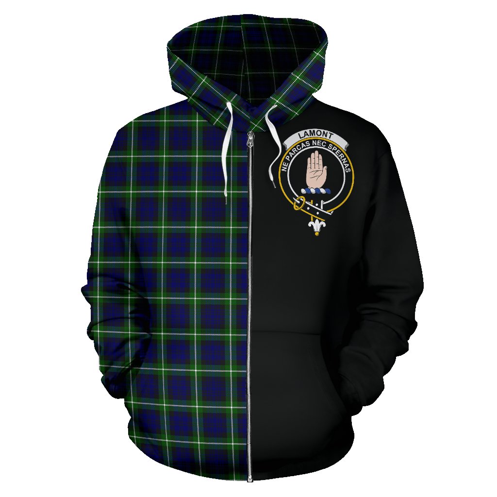 Lamont Modern Tartan Crest Zipper Hoodie - Half Of Me Style