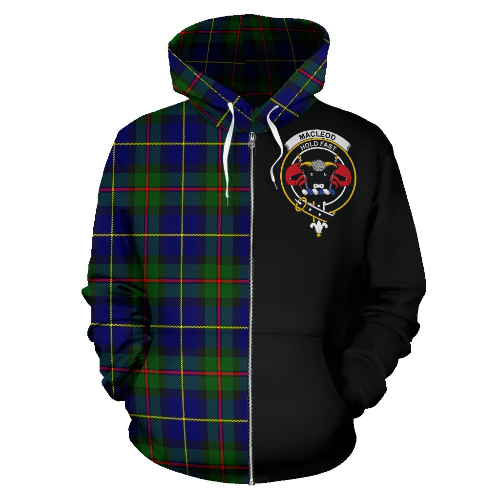 MacLeod of Harris Modern Tartan Crest Zipper Hoodie - Half Of Me Style