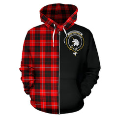 Cunningham Modern Tartan Crest Zipper Hoodie - Half Of Me Style