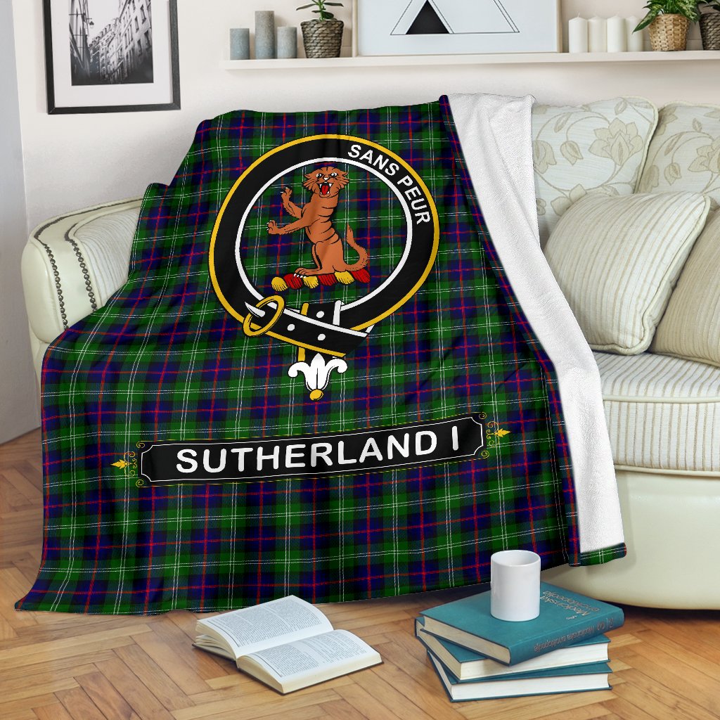 Sutherland Tartan Crest Blankets