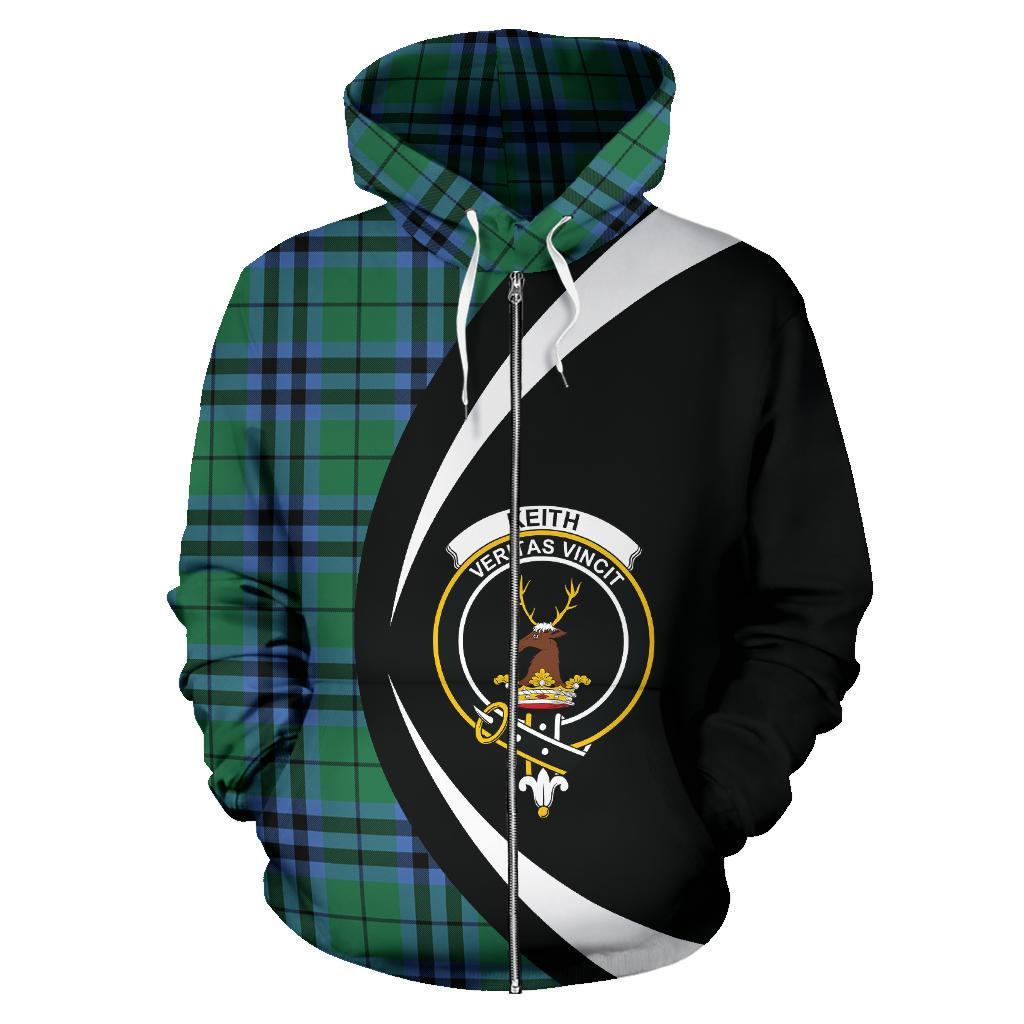 Keith Ancient Tartan Crest Zipper Hoodie - Circle Style