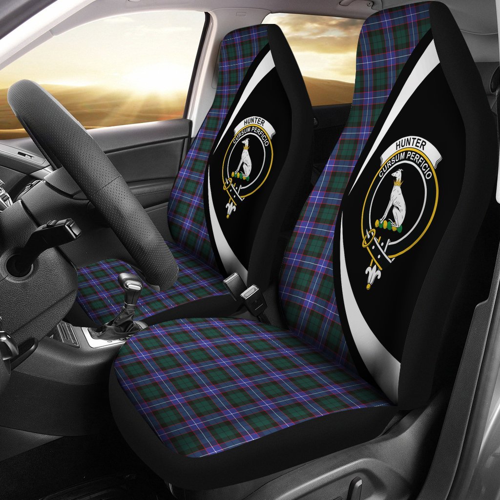 Hunter Modern Tartan Crest Circle Car Seat Cover