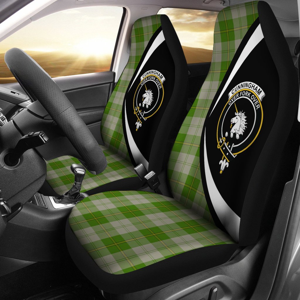 Cunningham Dress Green Dancers Tartan Crest Circle Style Car Seat Cover