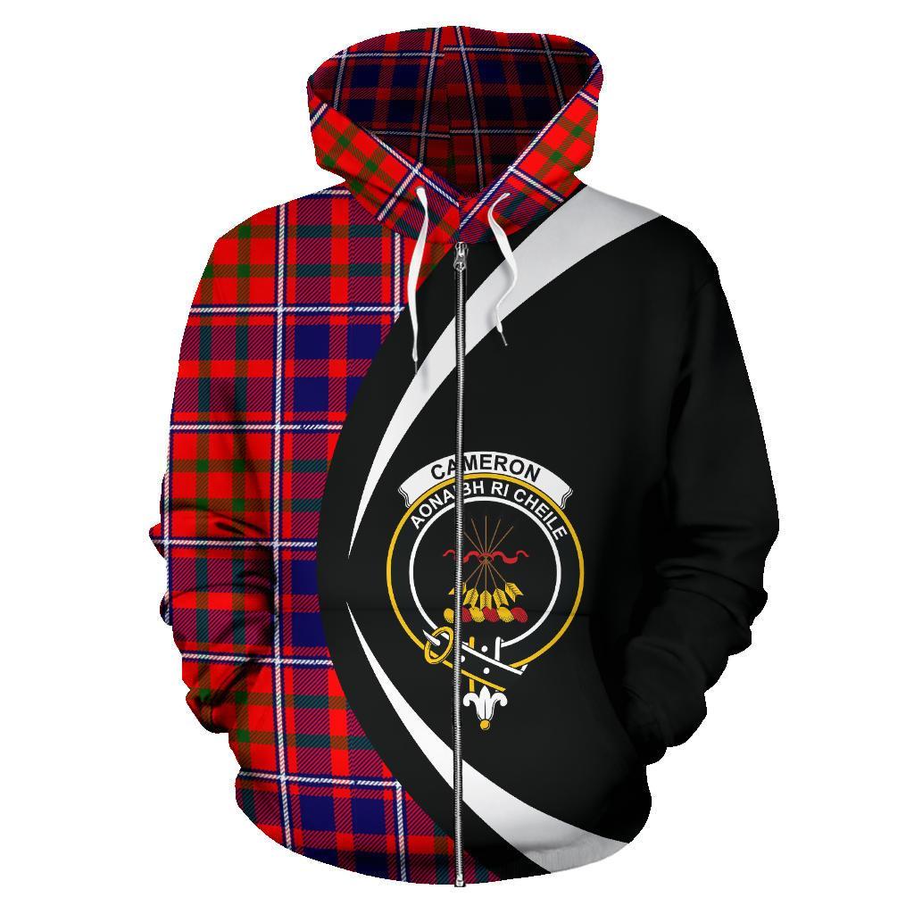 Cameron of Lochiel Modern Tartan Crest Zipper Hoodie - Circle Style