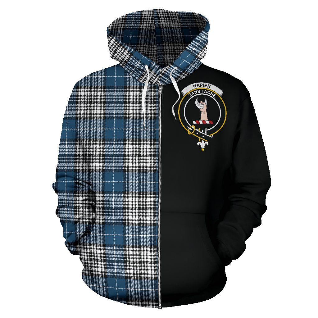 Napier Modern Tartan Crest Zipper Hoodie - Half Of Me Style