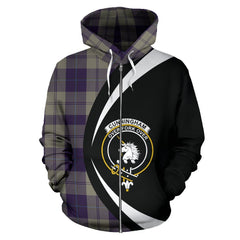 Cunningham Dress Blue Dancers Tartan Crest Zipper Hoodie - Circle Style