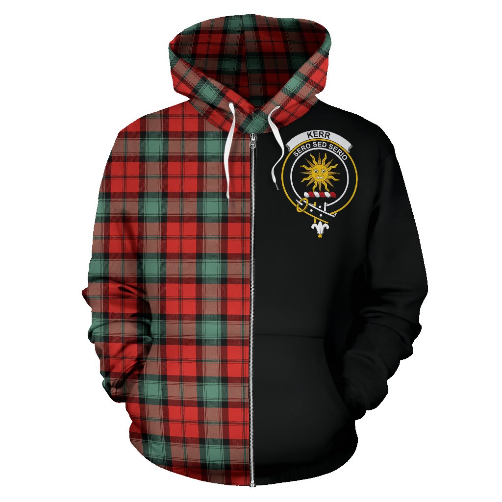 Kerr Ancient Tartan Crest Zipper Hoodie - Half Of Me Style