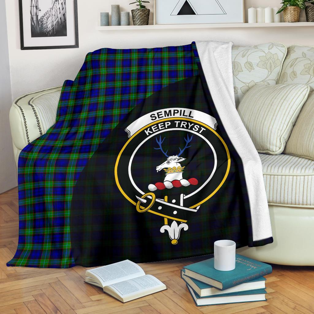 Sempill Modern Tartan Crest Blanket Wave Style