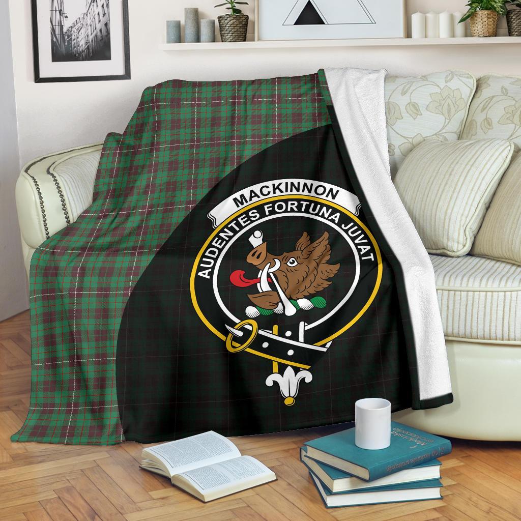 MacKinnon Hunting Ancient Tartan Crest Blanket Wave Style