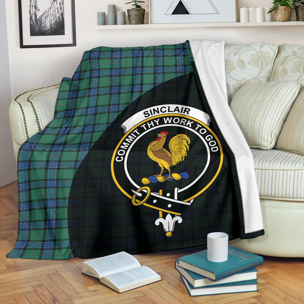 Sinclair Hunting Ancient Tartan Crest Blanket Wave Style