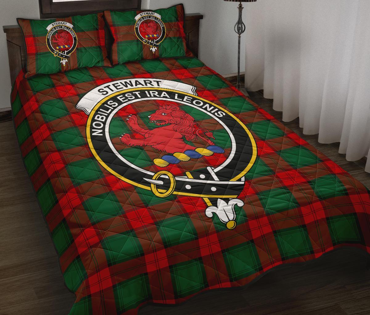 Stewart Atholl Modern Tartan Crest Quilt Bed Set