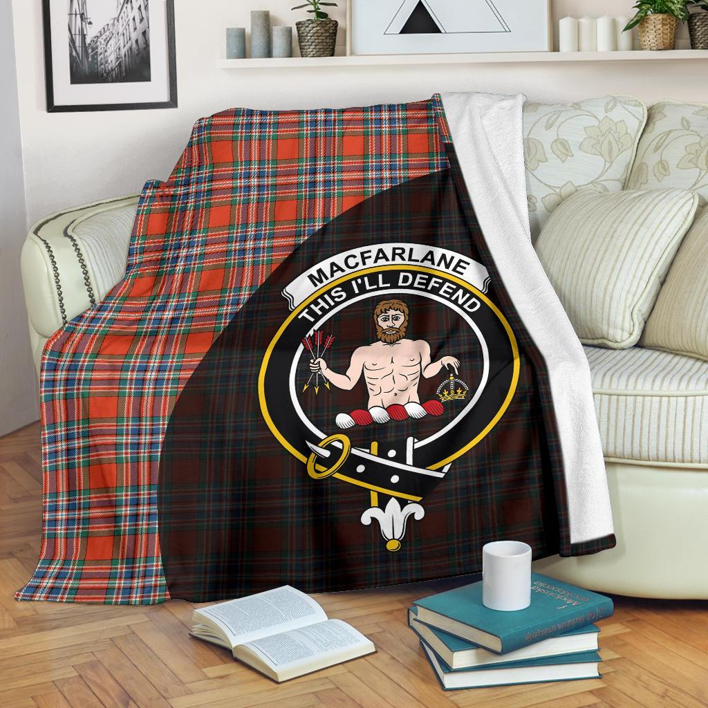 MacFarlane Ancient Tartan Crest Blanket Wave Style