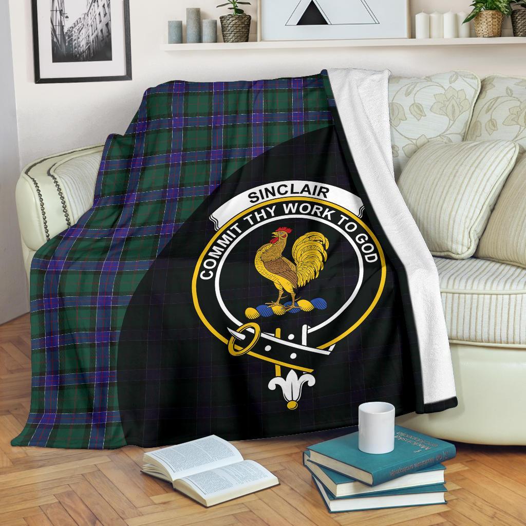 Sinclair Hunting Modern Tartan Crest Blanket Wave Style