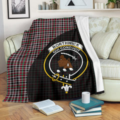 Borthwick Ancient Tartan Crest Blanket Wave Style