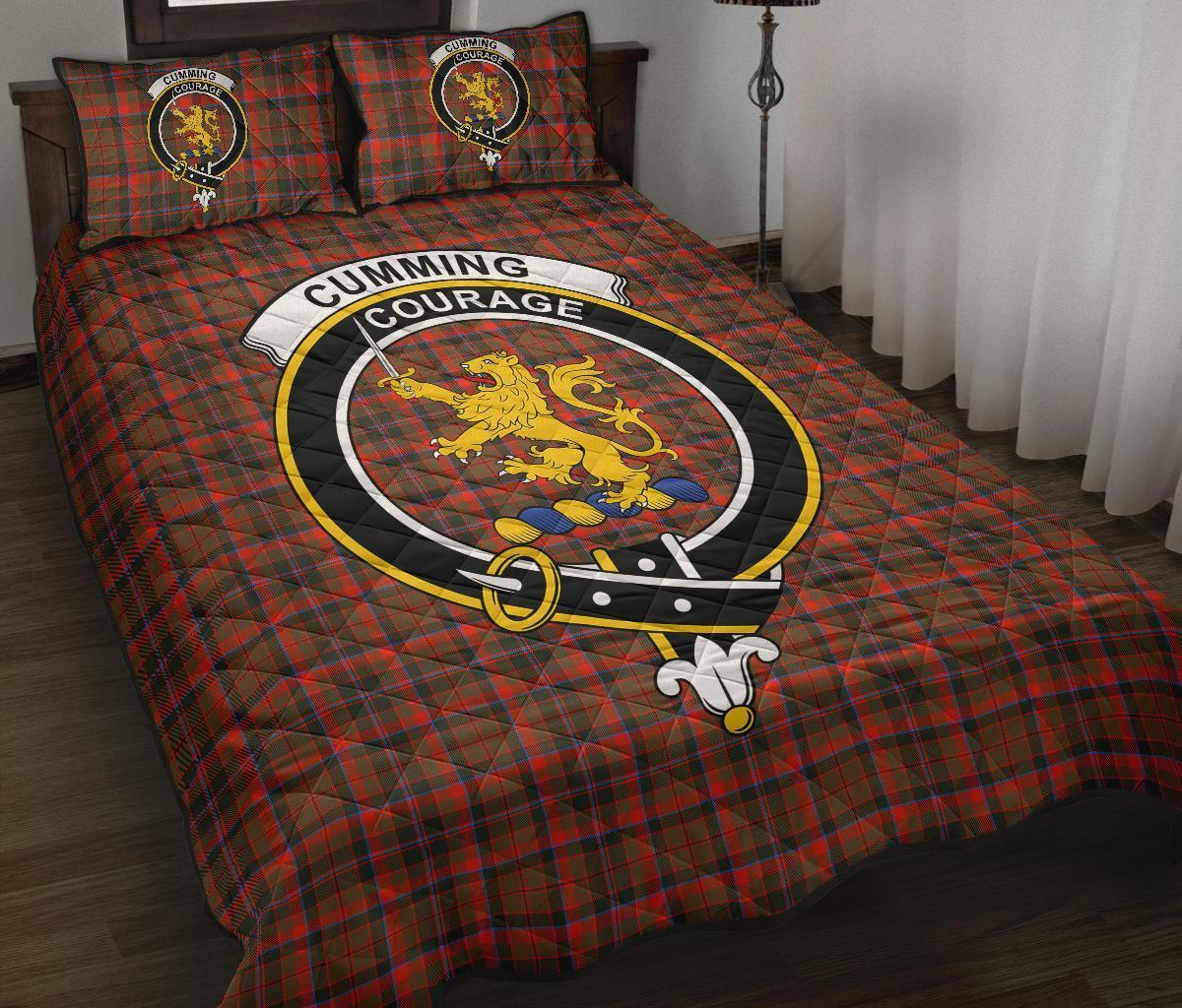 Cumming Hunting Weathered Tartan Crest Quilt Bed Set