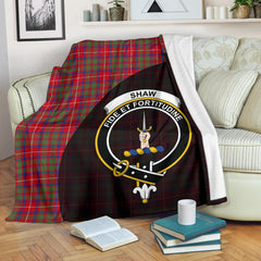 Shaw Red Modern Tartan Crest Blanket Wave Style