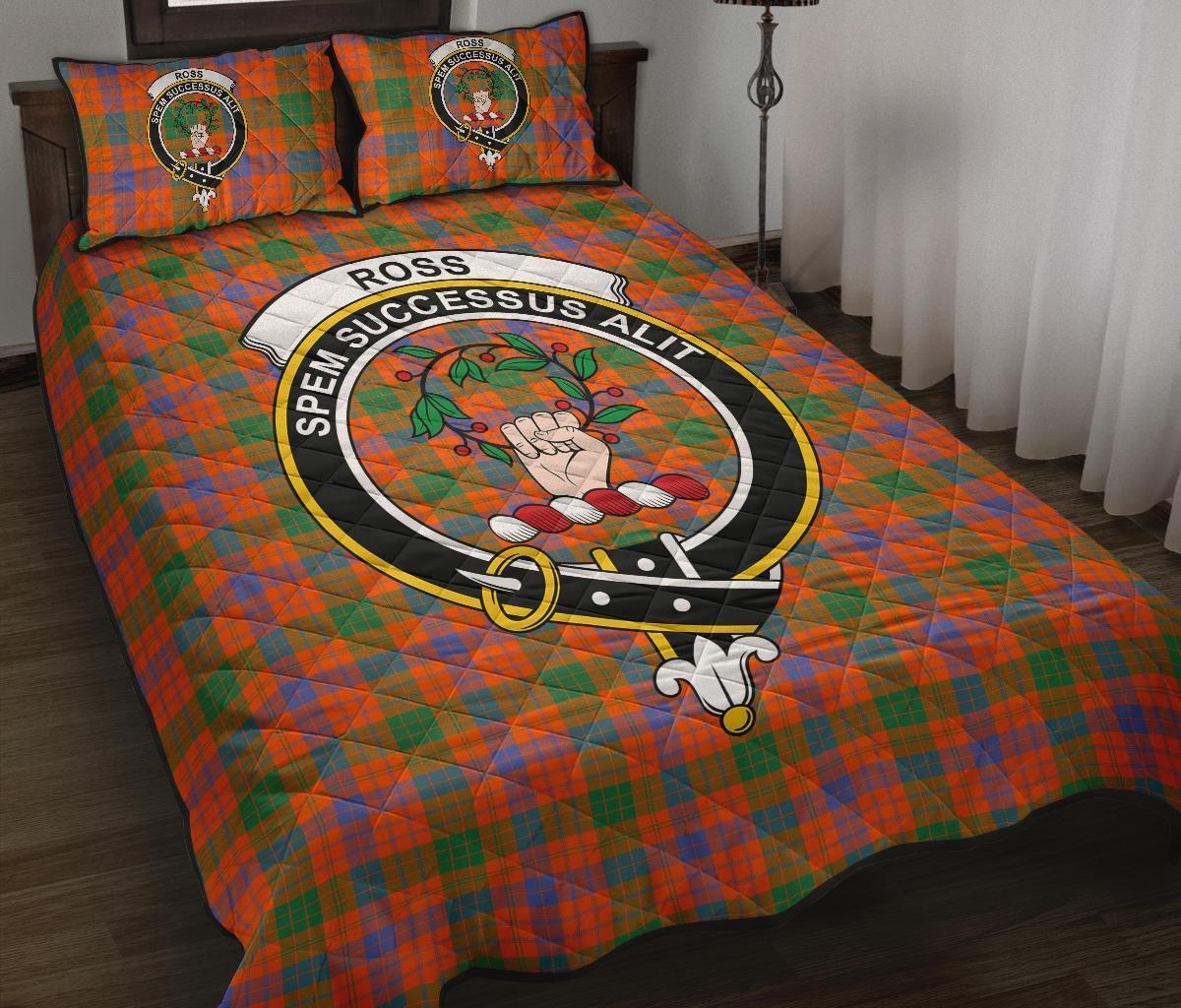 Ross Ancient Tartan Crest Quilt Bed Set