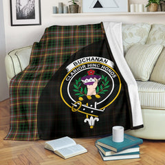 Buchanan Hunting Tartan Crest Blanket Wave Style