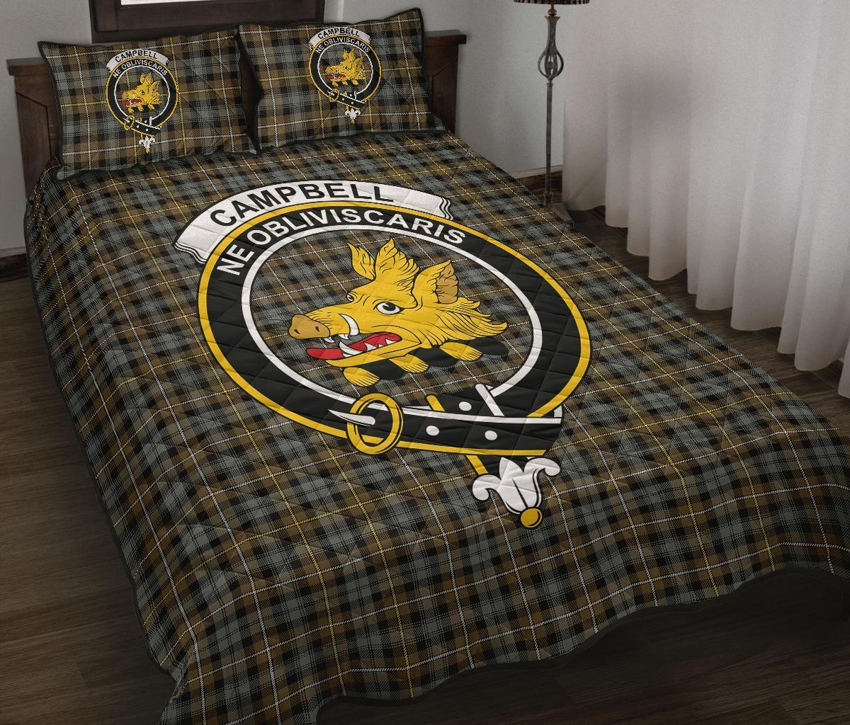 Campbell Argyll Weathered Tartan Crest Quilt Bed Set