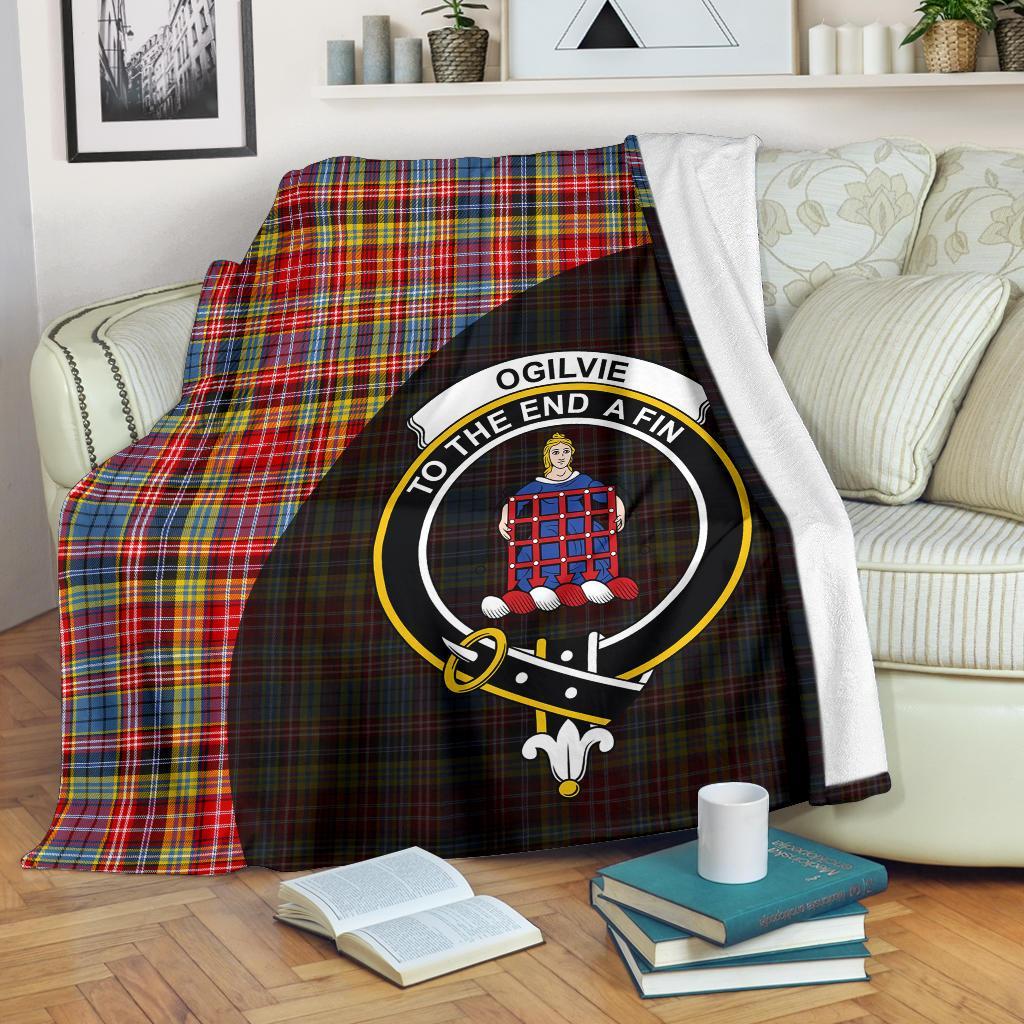 Ogilvie of Airlie Ancient Tartan Crest Blanket Wave Style