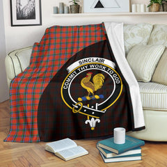 Sinclair Ancient Tartan Crest Blanket Wave Style